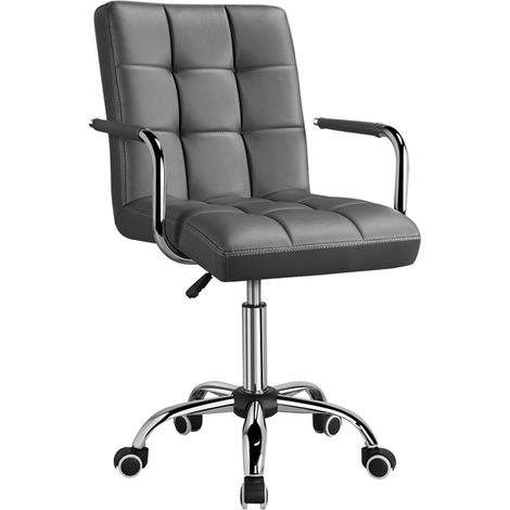 Homevive Silla de Oficina Giratoria Silla de Trabajo Altura Ajustable Carga Max 120Kg con Respaldo Gris