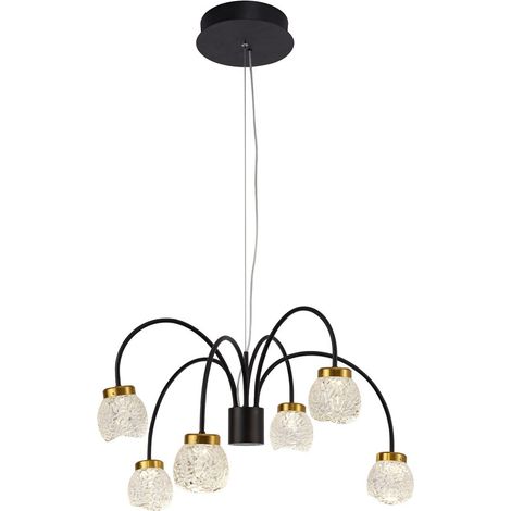 Lámpara LED COB de techo colgante "Fany" de tipo araña con seis luces (30W 3000K 1800lm) IP20 fabricada en hierro, aluminio y cr (1/4)