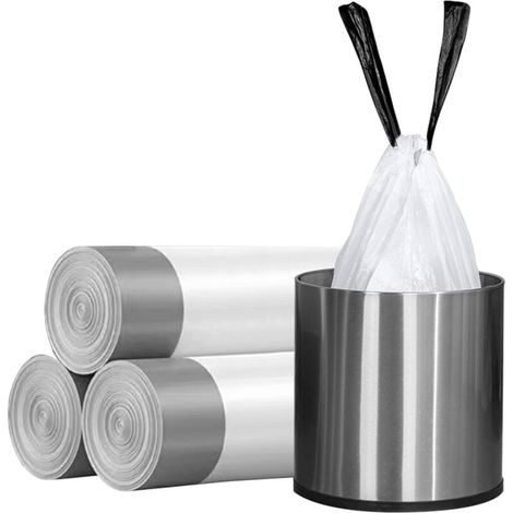 Kleine Müllbeutel, 4 Gallonen (ca. 15 Liter) – Kleine Müllbeutel mit individuell anpassbarem Kordelzug für Badezimmer, Küche, Schlafzimmer, Büro, 45 Stück (Verbessert – Leicht zu trennen)