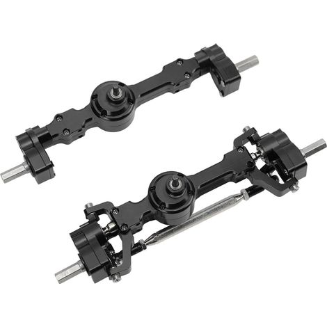 Essieux Avant/Arrière Alliage Alu pour MN 90-99S - Pièces Upgrade RC 4WD Noir (1/5)