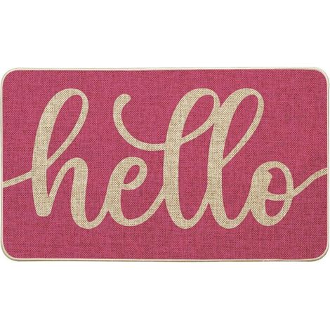 Tapis d'Entrée Rose « Hello Spring » - Antidérapant - Adapté Intérieur/Extérieur