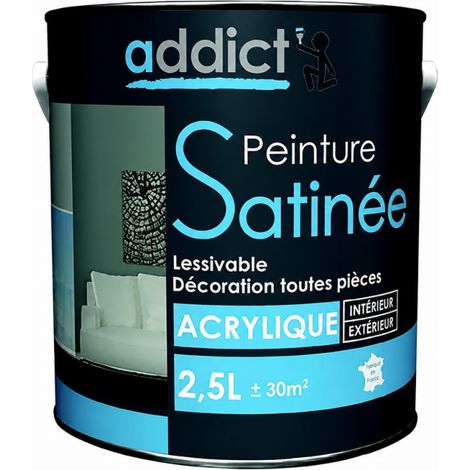 Vernice acrilica multisubstrato per interni, nero satinato, 2,5 litri.