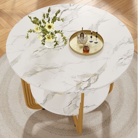 Set tavolo sedie moderno rotondo 80 cm marmo oro OKMYHOME (1/5)