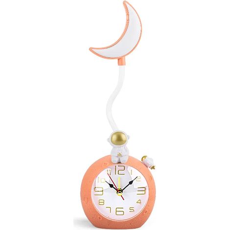 (Orange) Réveil lampe avec veilleuse, réveil de chevet rechargeable (1/5)
