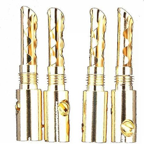 8 Stück vergoldete Bananenstecker BFA 5mm Steckeradapter für Lautsprecherkabel (1/4)