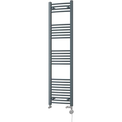 Zennor - Anthracite Dual Fuel Towel Rail H1600mm x W400mm Thermostatic - Curved (1/3)