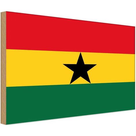 Panneau en bois 30x40 cm Drapeau, bannière et armoiries du Ghana (1/4)
