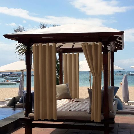 Waterproof Outdoor Curtains, Blackout Thermal Insulated Curtains for Gazebo, Garden Shelter, Pergola, Porch, 132 x 213 cm, Brown (1/5)