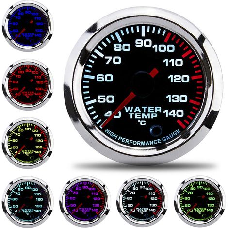 Thermomètre universel pour eau, affichage LED 7 couleurs, 52 mm, 12 V, avec capteur, plage de mesure 40-140 °C (1/5)