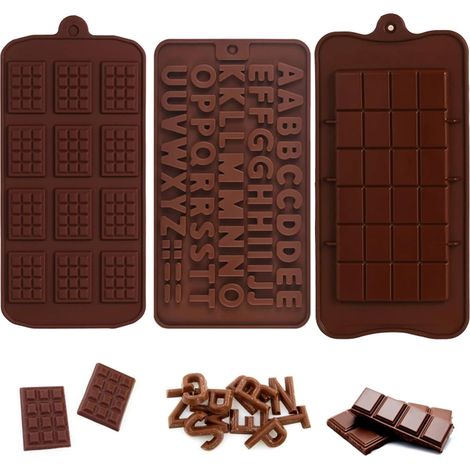 3 Pièces Moule à Chocolat en Silicone, Anti-adhésif, Flexible, Pour Pâtisserie et Décoration (1/5)