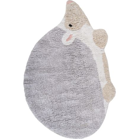 Kids Rug Grey Cotton 80 x 120 cm Tufted Hedgehog Shaped HEDGY (1/5)