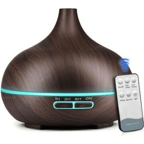 500ml Ultrasonic Essential Oil Diffuser, Black, Silent Humidifier with Remote Control, 7-Color LED, Home Aromatherapy, Yoga, Sleep, Anti-Stress, Auto Shut-Off, Zen (1/4)