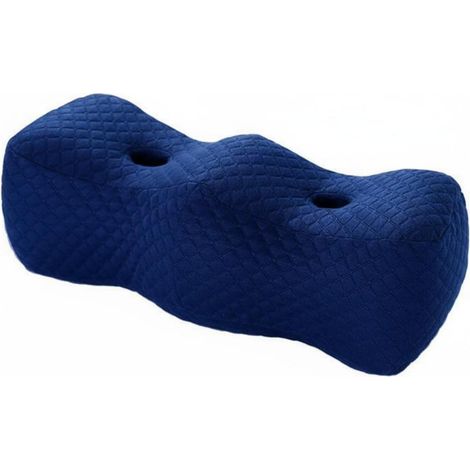 Memory Foam Leg Pillow, Knee Cushion, Leg Bolster, Orthopedic Cushion, Alignment Cushion, Ergonomic Shape for Alignment, Navy Blue (1/5)