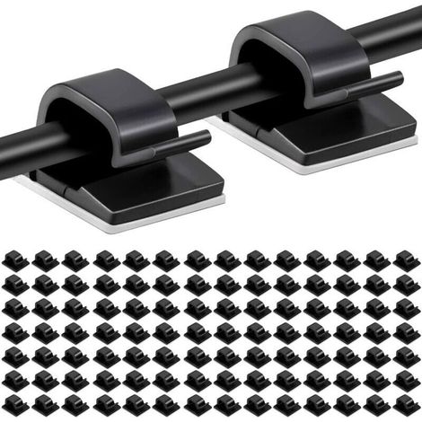 YMYNY 100pcs Self Adhesive Cable Clips Cable Management Plastic Electrical Wire Organizer Cable Organizer Clip for Fastening Cables Black