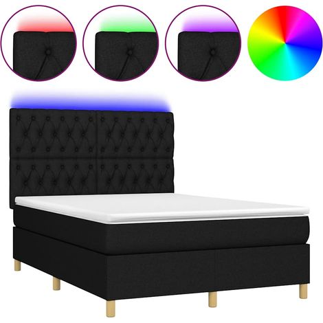 Maison Exclusive - Boxspringbett mit Matratze & LED Schwarz 140x1