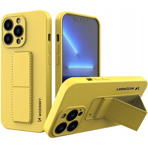 Étui Wozinsky Kickstand en silicone avec support pour iPhone 13 mini jaune (1/5)