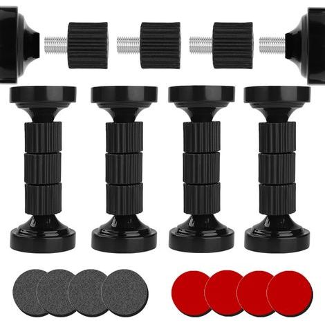 4 Pièces Cadre de Lit Fileté Réglable, Pieds de Meuble Réglables, Pieds de Nivellement Réglables pour Meubles, Tête de Lit Stabilisateurs, 96-112mm,Installation simple, Pour Lits et Armoires (Noir) (1/5)