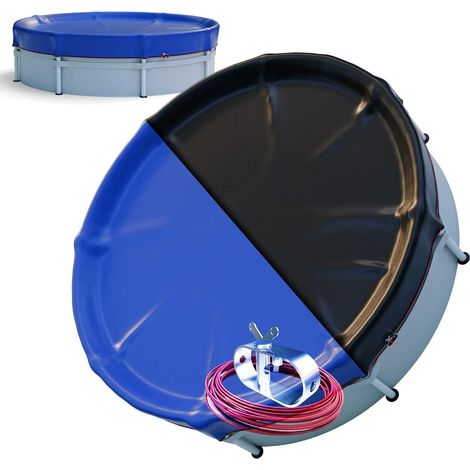 Bâche Ronde Ø 610 cm pour Piscine,Bâche 2-en-1 Été & Hiver en PE 200g/m²,Couverture Solaire pour Piscine,Convient aux piscines Ø 500-550 cm (1/2)