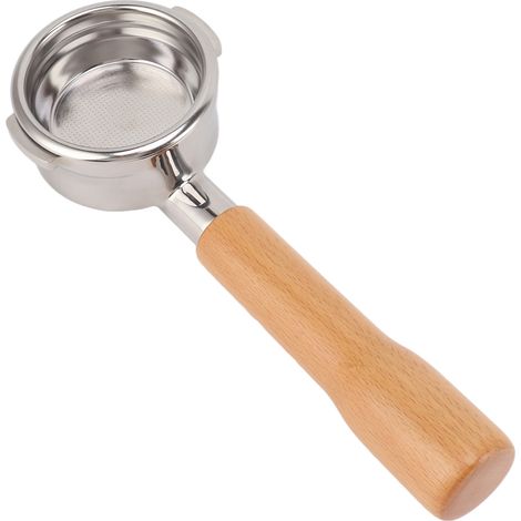 Porte-filtre à café 58 mm sans fond, en acier inoxydable, amovible, résistant à la chaleur, haute compatibilité, facile à nettoyer, 2 oreilles, pour Breville 9 C1, couleur bois de hêtre
