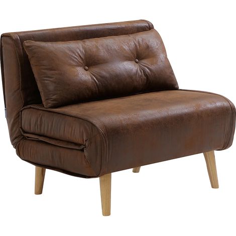 Fauteuil convertible microfibre aspect cuir vieilli VALERIO (1/5)