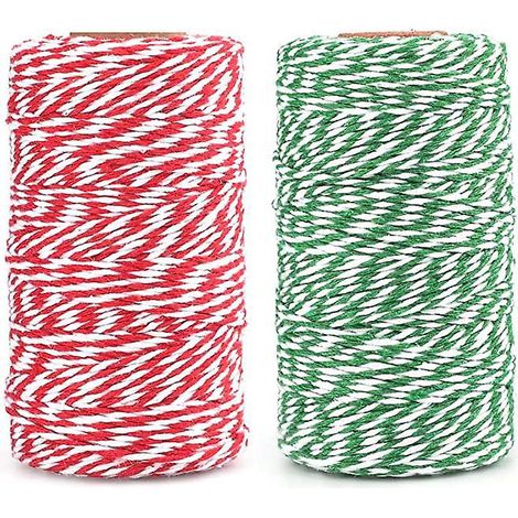 corde De Coton Toronne Bicolore De 100 Mtres (2 Rouleaux), Fil De Corde Rouge Et Vert, Fil De Coton Artisanal Durable, Trs Appropri Pour La Ptisse (1/5)