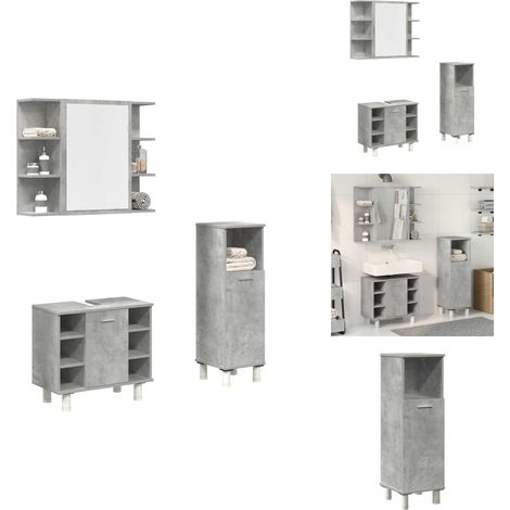 Ensemble de meubles de salle de bain 3 pcs gris béton - Ensemble De Meubles De Salle De Bain - Ensembles De Meubles De Salle De Bain - Armoire De Salle De Bain - Armoire De Rangement De Salle De Bain (1/5)