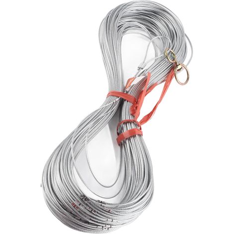 Corde de mesure en acier 100m pour puits profond, chantier et forage – corde de sondage renforcée tout acier embouti, épaisse et durable. (1/5)