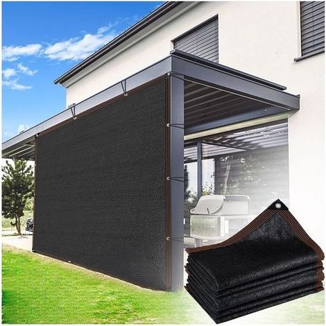 Voile d’ombrage 2 x 3 m – Toile pare-soleil pour terrasse et jardin – Protection solaire en polyéthylène – Brise-vue extérieur – Noir (1/2)