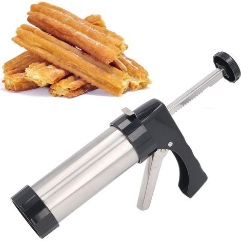 Churros Press Gun, with 3 Cutting Discs Churros Press, Classic Stainless Steel Reusable Churro Press Kit for Baking, for Homemade Churros (1/5)
