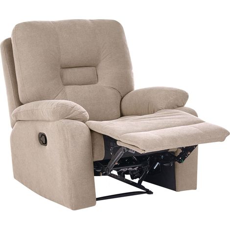 Recliner Chair Taupe Beige Push-Back Manually Adjustable Back and Footrest BERGEN (1/5)