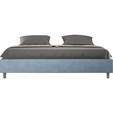 Letto Matrimoniale Large Sommier 180x190 cm Senza Rete Azelia Azzurro (1/4)