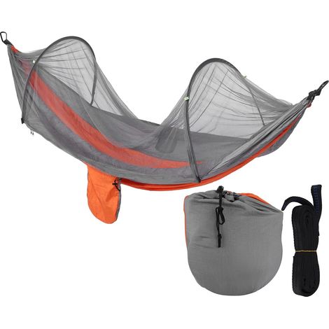 Hamac camping ultra-léger avec moustiquaire – anti-moustique – pour jardin, voyage, randonnée