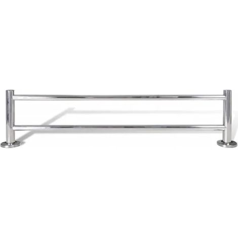 Porte-serviettes mural double - Barre fixe deux tubes en acier inoxydable, design moderne pour salle de bain, finition chromée, longueur 60 cm, support à serviettes robuste et élégant. (1/3)