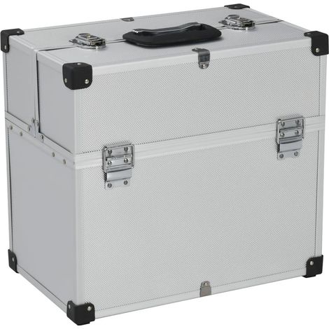 Cassetta degli attrezzi valigetta degli attrezzi carrello degli attrezzi cassetta degli attrezzi contenitore portadocumenti 38 x 22,5 x 34 cm argento 020003215