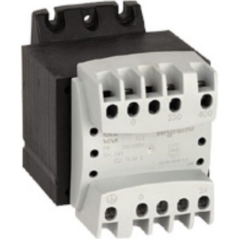 Transformateur de sécurité primaire 230V à 400V et secondaire 24V 40VA LEGRAND 042855 (1/2)