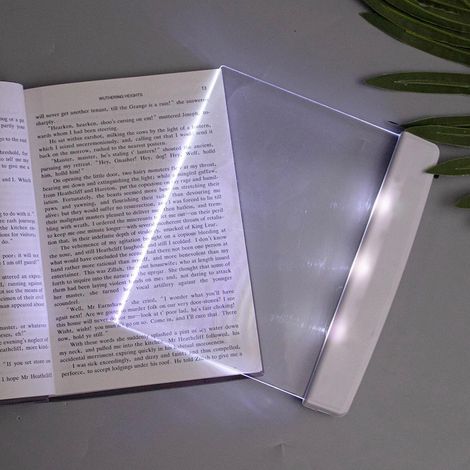 Lámparas planas para leer en la cama por la noche - Luz LED brillante - Función de marcapáginas - Luz de lectura - Panel de iluminación inalámbrico (blanco)