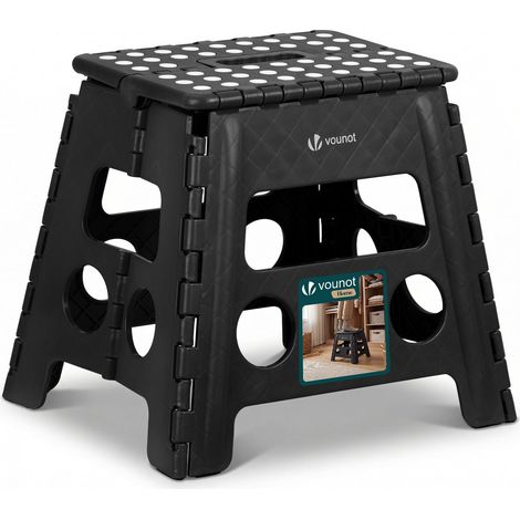 VOUNOT® Klapphocker Faltbar Rutschfester Tritthocker mit Tragegriff 37 x 30 x 32,5 cm Schwarz