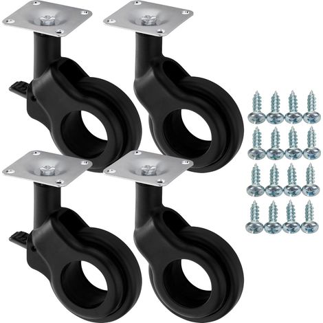 SOTECH Set Möbelrollen BONN Ø 60 mm schwarz 2 x mit und 2 x ohne Bremse (Feststeller) inkl. Schraubenset Belastbarkeit bis 120 kg (30 kg pro Transportrolle) (1/5)