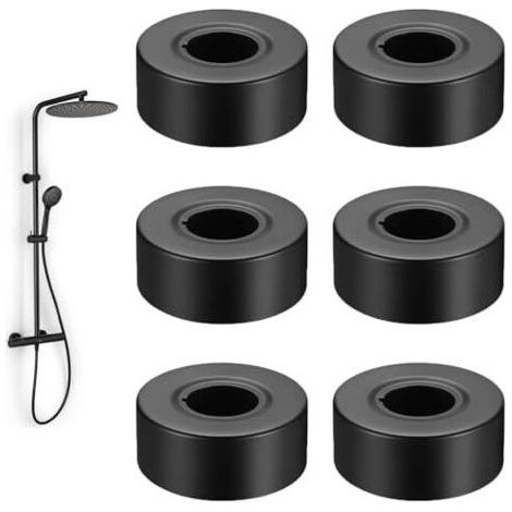 Duscharmatur, 30-mm-Armaturenrosette (schwarz), 6-teiliges Set Edelstahl-Heizkörperrosetten, Heizungsrohrrosetten, Heizkörperrohrabdeckung, für Wasser- und Gasleitungen (1/5)