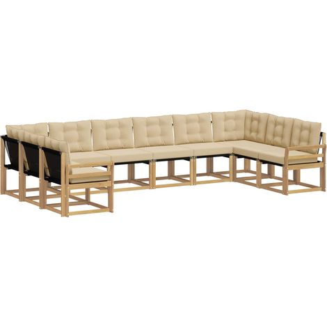 Set di divani da esterno con cuscino 10 pcs Bianco e Beige vidaXL (1/5)