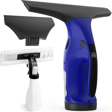 1 Nettoyeur Vitre Sans Fil, Autonomie 40min, Raclettes 17cm et 28cm, Réservoir 270ml, Pour Fenêtres Miroirs