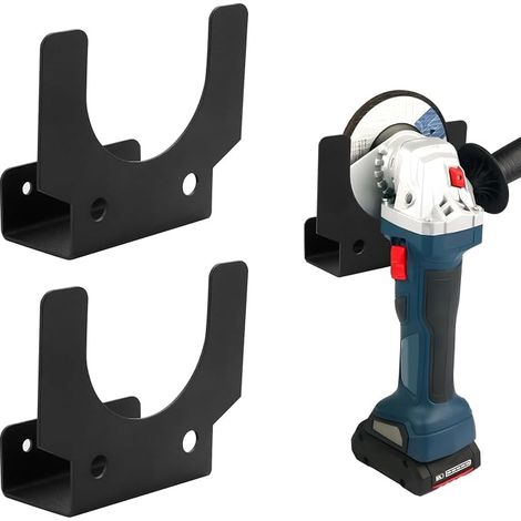 Set mit 2 Wandhalterungen für 5-Zoll-Winkelschleifer mit Kabelhalter, Aufbewahrungsgestell für Winkelschleifer, Poliermaschinen und Schneidwerkzeuge, schwarz (1/5)