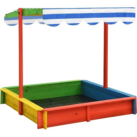Arenero infantil tejado ajustable madera abeto multicolor UV50 vidaXL (1/5)