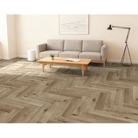 Sol - Lames PVC clipsable chevron - sous-couche intégrée - garantie 30 ans - Imitation chêne clair - Dimensions L 60cm X l 12,5cm - Epaisseur 5,5mm