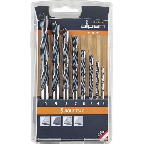 ALPEN estuche brocas alpen madera 8 piezas , Estuche Brocas Alpen Madera 8 Piezas. - Termorresistentes hasta 250° C.- Para el taladrado de maderas blandas y duras