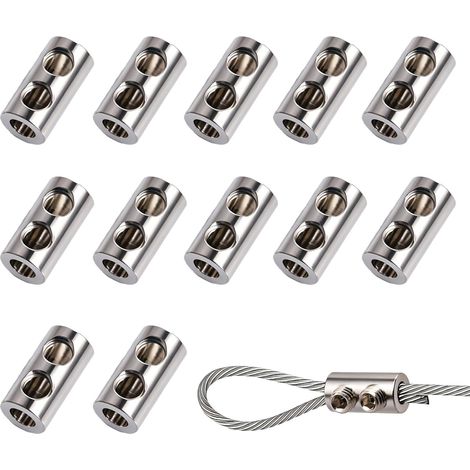 12pcs 1.5-2mm Metal Wire Rope Ties with Adjustable Wrench, Heavy Duty Clothes Line Rope Ties, Universal Clothes Line Tensioners for Garden, Balcony, Double Hole Duplex (1/5)