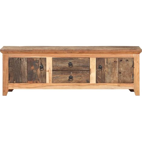 vidaXL Mueble para TV madera de acacia y madera reciclada 120x30x40 cm (1/2)