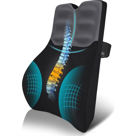 Lumbar Support Pillow, Ergonomic Lumbar Support Cushion, Memory Foam Back Support, Adjustable Straps for Office, Car, Bed and Car Seat (1/5)