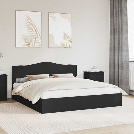 Aufbewahrungsbett Schwarz 200 x 200 cm Holzwerkstoff