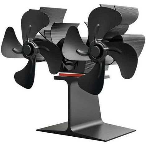 Kaminventilator, doppelseitiger Heizlüfter für Holzöfen, 8-flügeliger Weihnachtsventilator in Rentierform, schwarz, 20 x 9 x 17 cm (1/5)